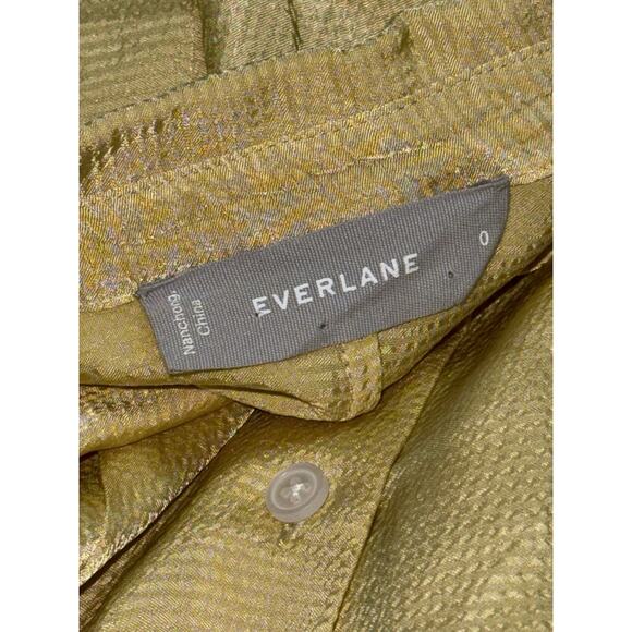 EVERLANE light butter yellow long sleeve textured hammered satin midi maxi dress - Picture 14 of 15